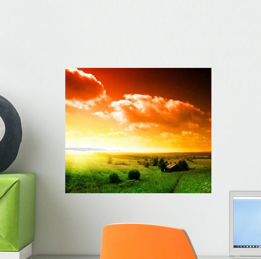 Sunset Russian Village Wall Decal