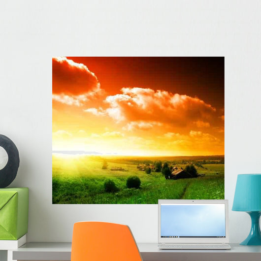 Sunset Russian Village Wall Decal