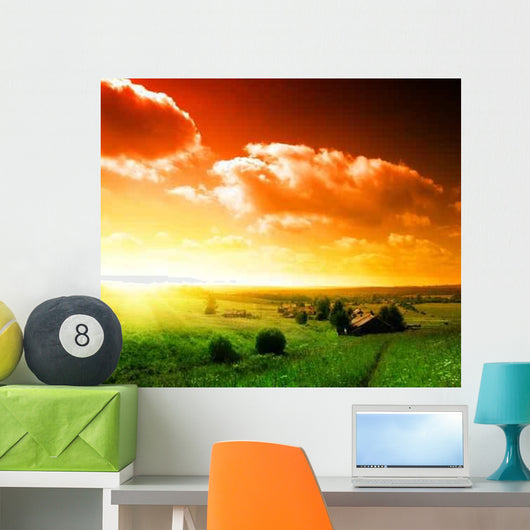 Sunset Russian Village Wall Decal