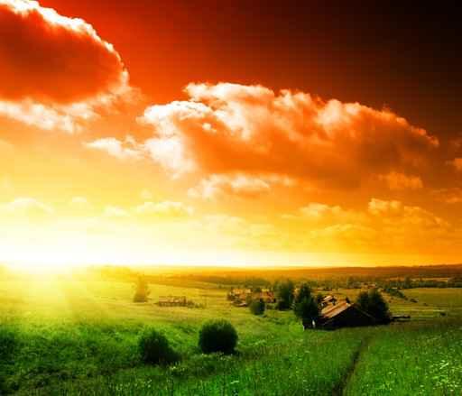 Sunset Russian Village Wall Decal