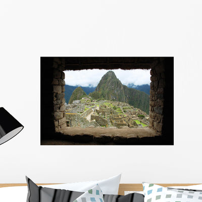 Machu Picchu through Inca Wall Mural shown on a wall