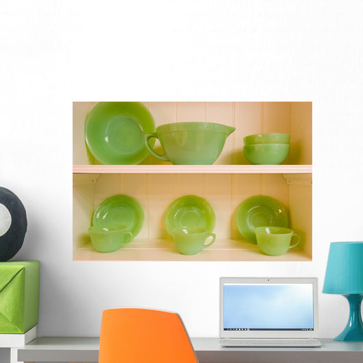 Green Dishes Wall Mural