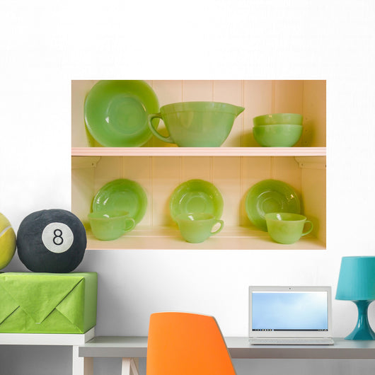 Green Dishes Wall Mural
