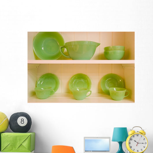 Green Dishes Wall Mural