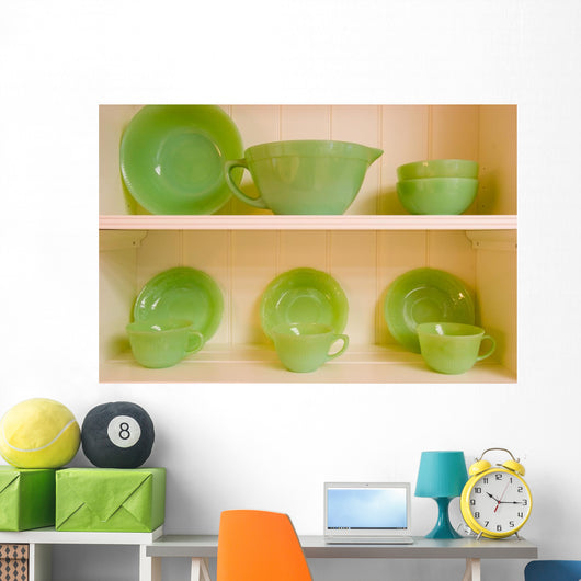 Green Dishes Wall Mural