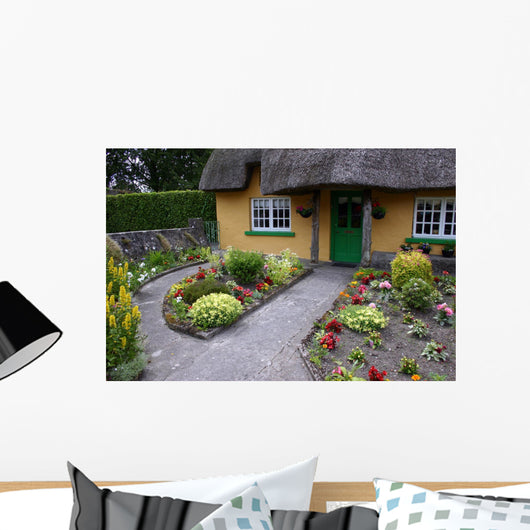 Thatched Roof Cottage and Garden Wall Mural