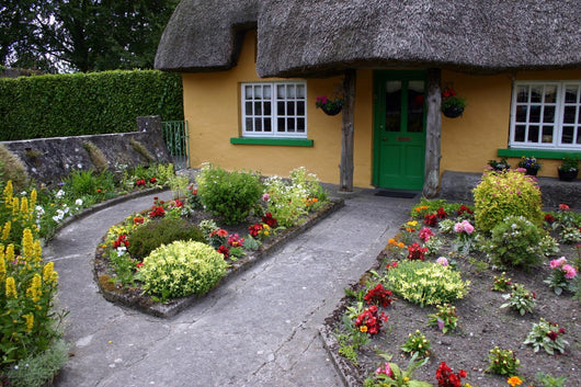 Thatched Roof Cottage and Garden Wall Mural