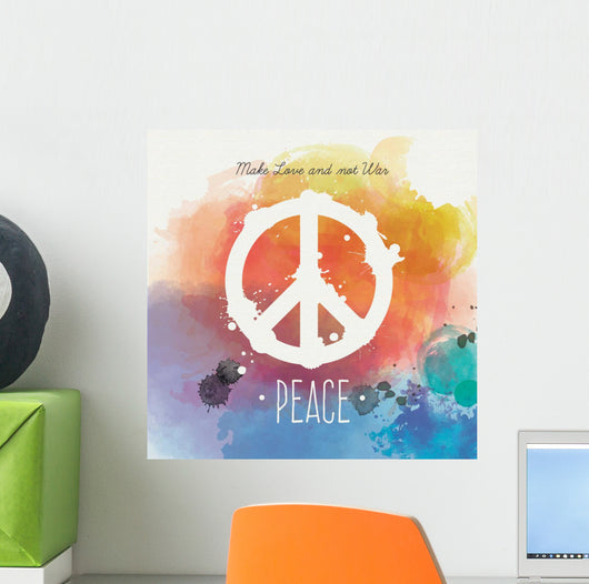 Watercolor Peace Card Colorful Wall Decal