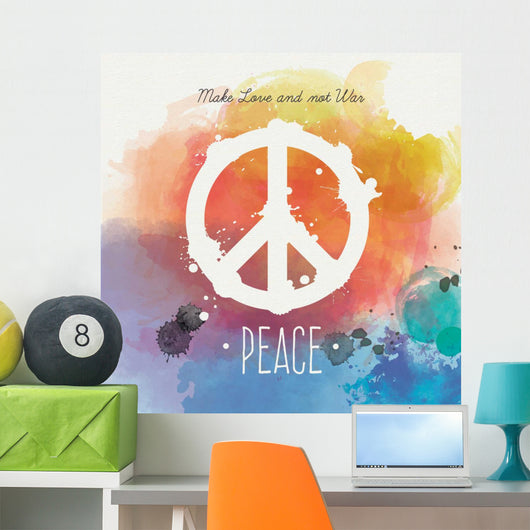 Watercolor Peace Card Colorful Wall Decal