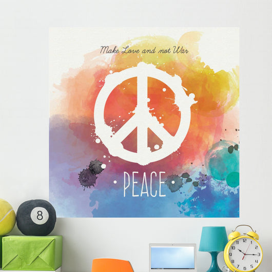 Watercolor Peace Card Colorful Wall Decal