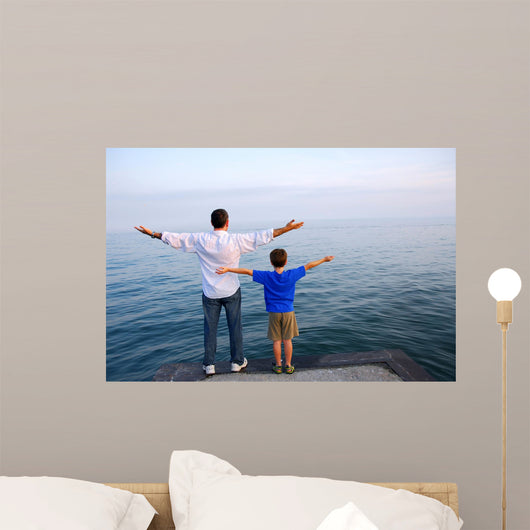 father son ocean Wall Mural