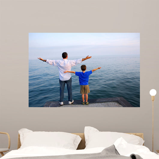 father son ocean Wall Mural