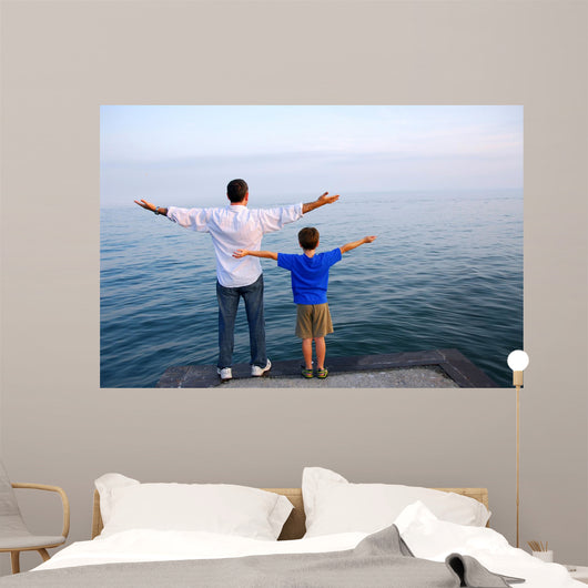 father son ocean Wall Mural