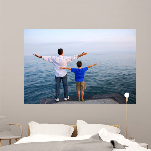 father son ocean Wall Mural