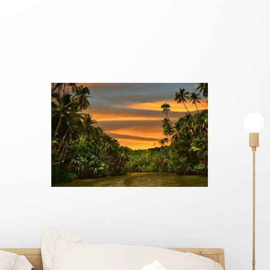 Rainforest River Sunset Wall Decal
