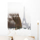 Snowy day in Paris - misty Eiffel Tower and lots of snow Wall Mural