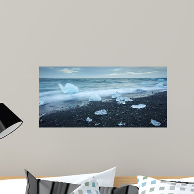 Floated Iceberg Lava Beach Wall Mural shown on a wall