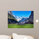House in valley, Lauterbrunnen, Switzerland Wall Mural