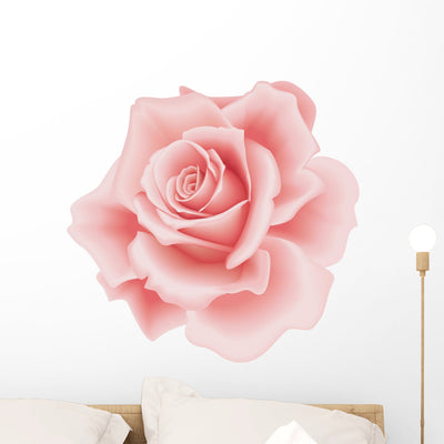 Pink Rose Wall Decal shown on a wall