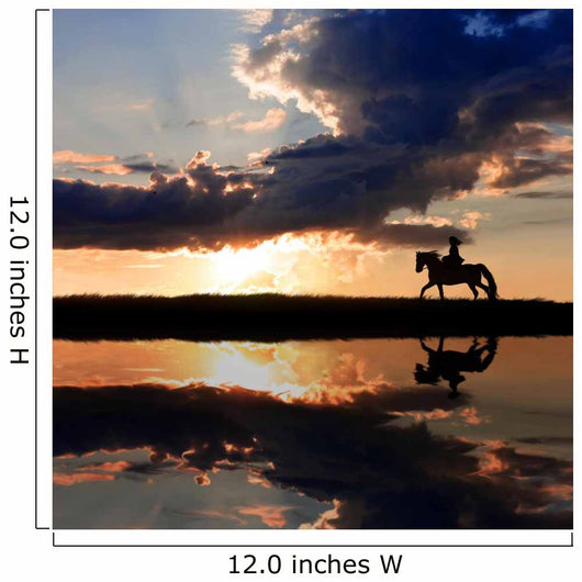 Horseback Riding on Coastline on Sunset Wall Mural