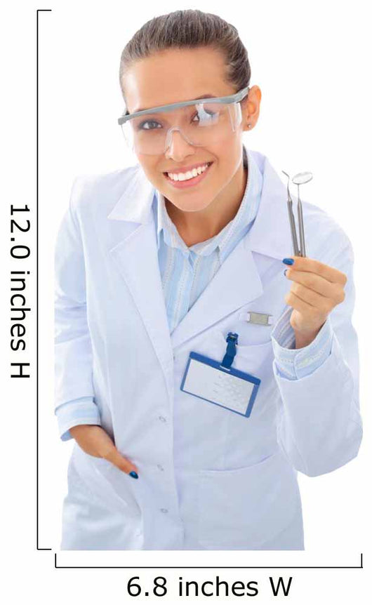 A young dentist with a tool on a white background Wall Decal