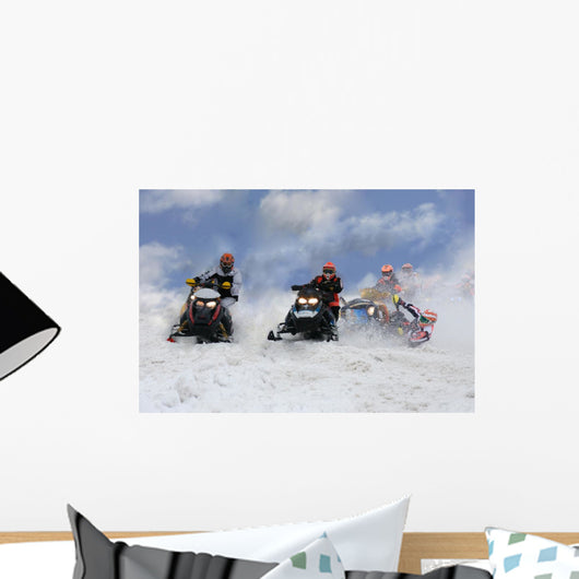 Racing Snowmobiles Wintersports Wall Mural