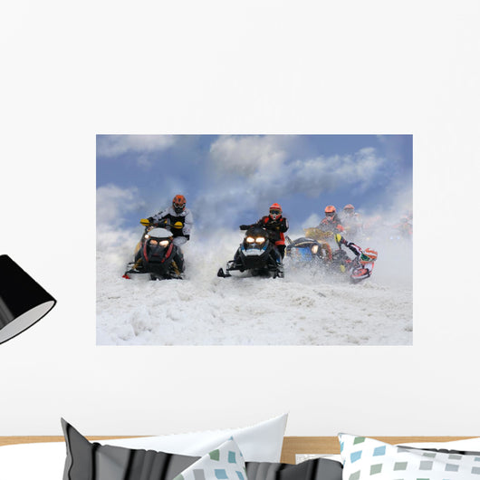 Racing Snowmobiles Wintersports Wall Mural