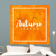 Autumn new season of sales and discounts, deals and offer. Painted lettering with his hands. Label and banner template with yellow red leaves Wall Mural