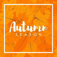 Autumn new season of sales and discounts, deals and offer. Painted lettering with his hands. Label and banner template with yellow red leaves Wall Mural