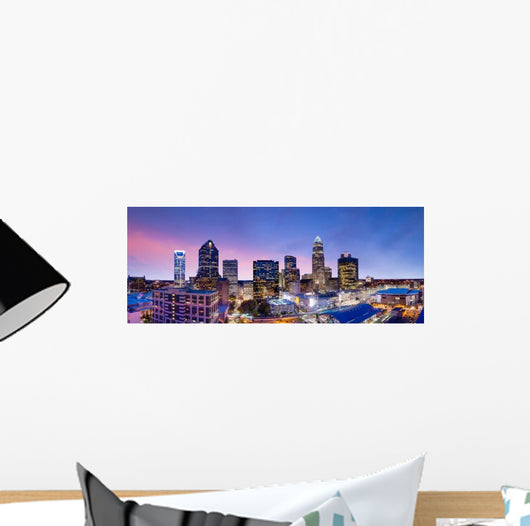 Downtown Charlotte North Carolina Panorama Skyline Wall Decal