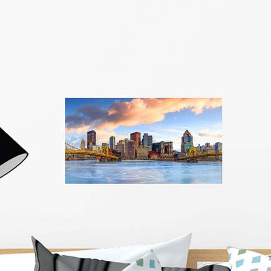 Skyline Downtown Pittsburgh Twilight Wall Decal