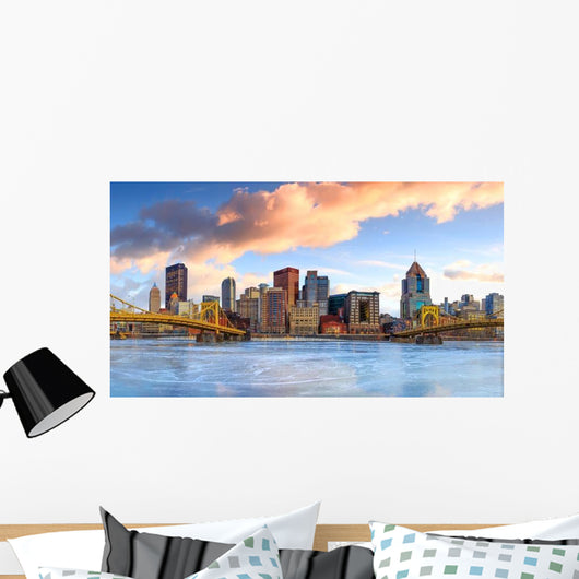 Skyline Downtown Pittsburgh Twilight Wall Decal