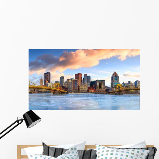 Skyline Downtown Pittsburgh Twilight Wall Decal