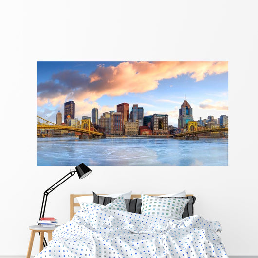 Skyline Downtown Pittsburgh Twilight Wall Decal