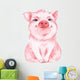 Happy Little Watercolor Piglet Wall Decal