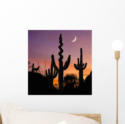 Silhouette Coyote Howling Decorated Wall Decal