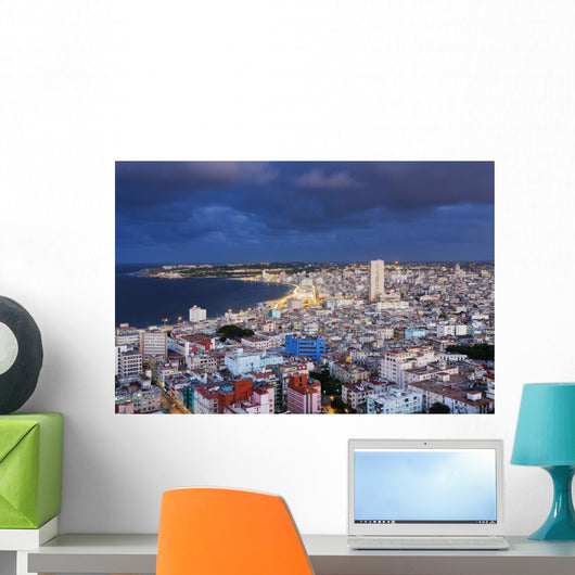 Rooftops City near Ocean Wall Decal