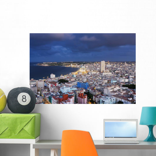 Rooftops City near Ocean Wall Decal