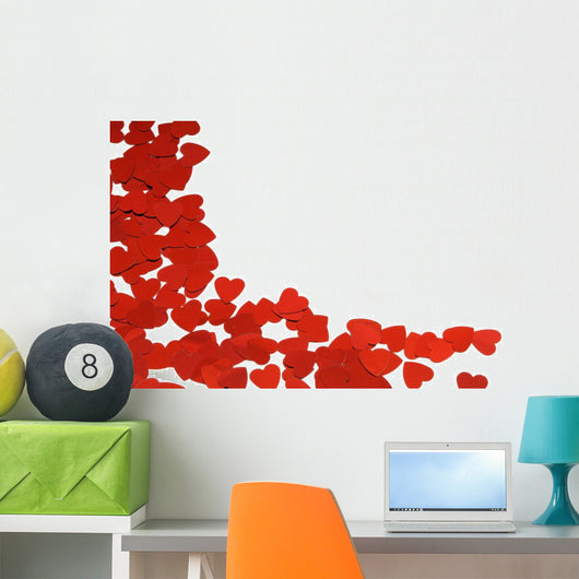 Red Hearts Background Wall Decal