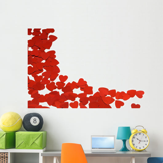 Red Hearts Background Wall Decal