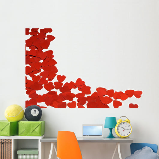 Red Hearts Background Wall Decal