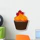 flat design decorated cupcake with cherry icon vector illustration Wall Decal