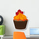 flat design decorated cupcake with cherry icon vector illustration Wall Decal