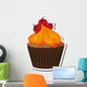 flat design decorated cupcake with cherry icon vector illustration Wall Decal