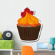flat design decorated cupcake with cherry icon vector illustration Wall Decal
