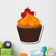 flat design decorated cupcake with cherry icon vector illustration Wall Decal