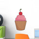 cupcake muffin strawberry dessert bakery cream cherry food vector illustration isolated Wall Decal