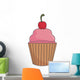 cupcake muffin strawberry dessert bakery cream cherry food vector illustration isolated Wall Decal