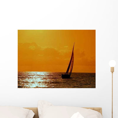 Sailing to Sunset Wall Decal shown on a wall