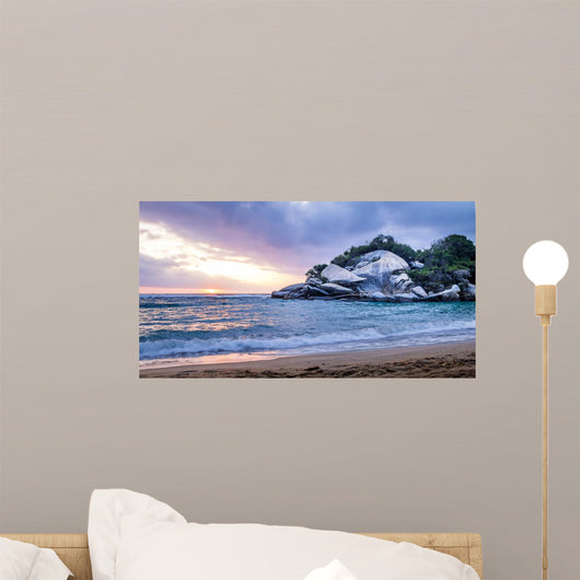Tropical Beach at Sunrise - Tayrona Natural National Park, Colombia Wall Mural